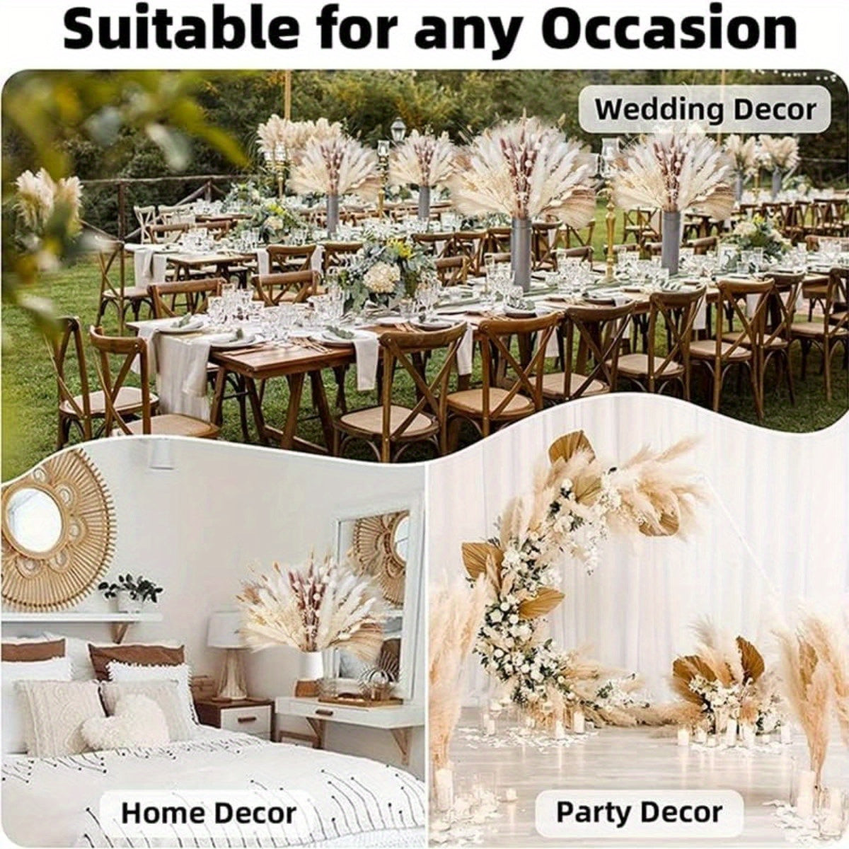 109Pcs Natural Dried Pampas Grass Bouquet with Bunny Tails