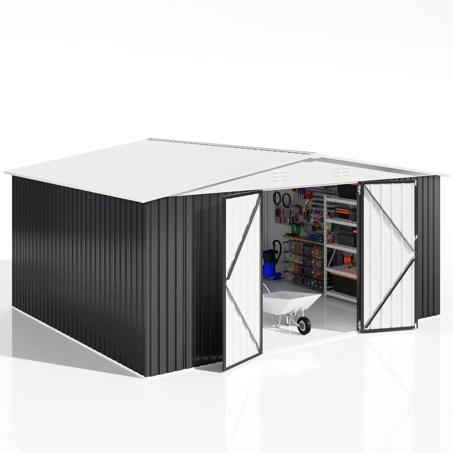 12x14 FT Outdoor Storage, Garden Shed with Updated Frame Structure.