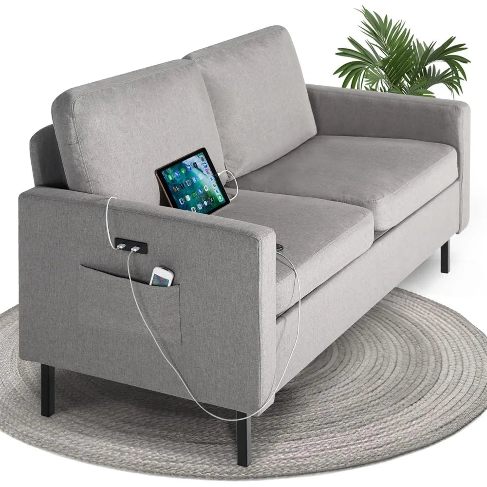 Fabric Loveseat Sofa with 2 USB