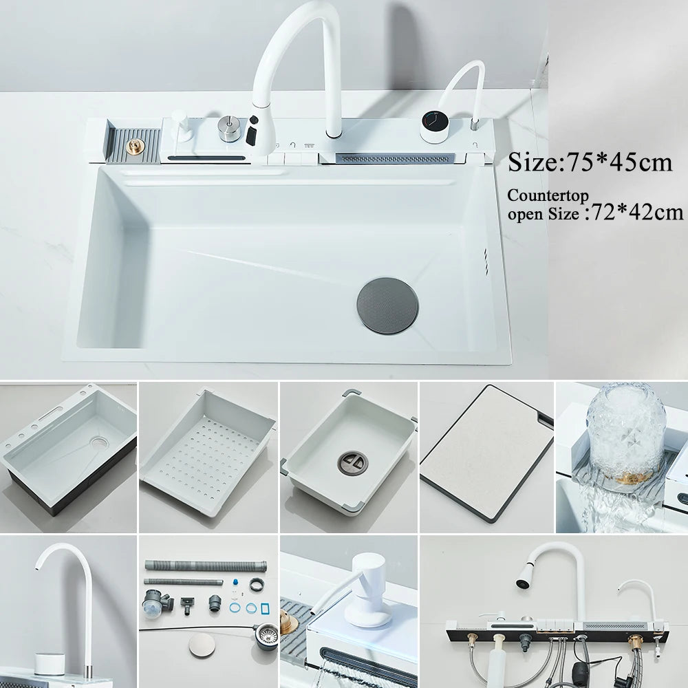 Large Single Slot Integrated Digital Display Faucet Set