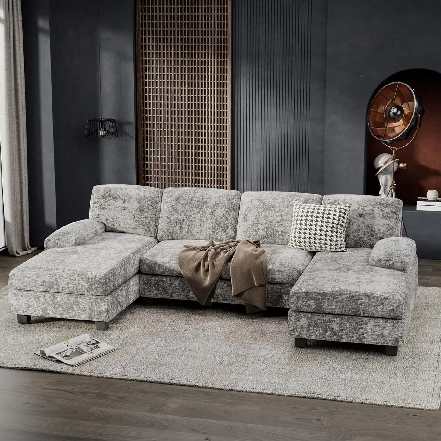 Convertible Sofa , 4 Seat Sofa Set for Living Room U-Shaped