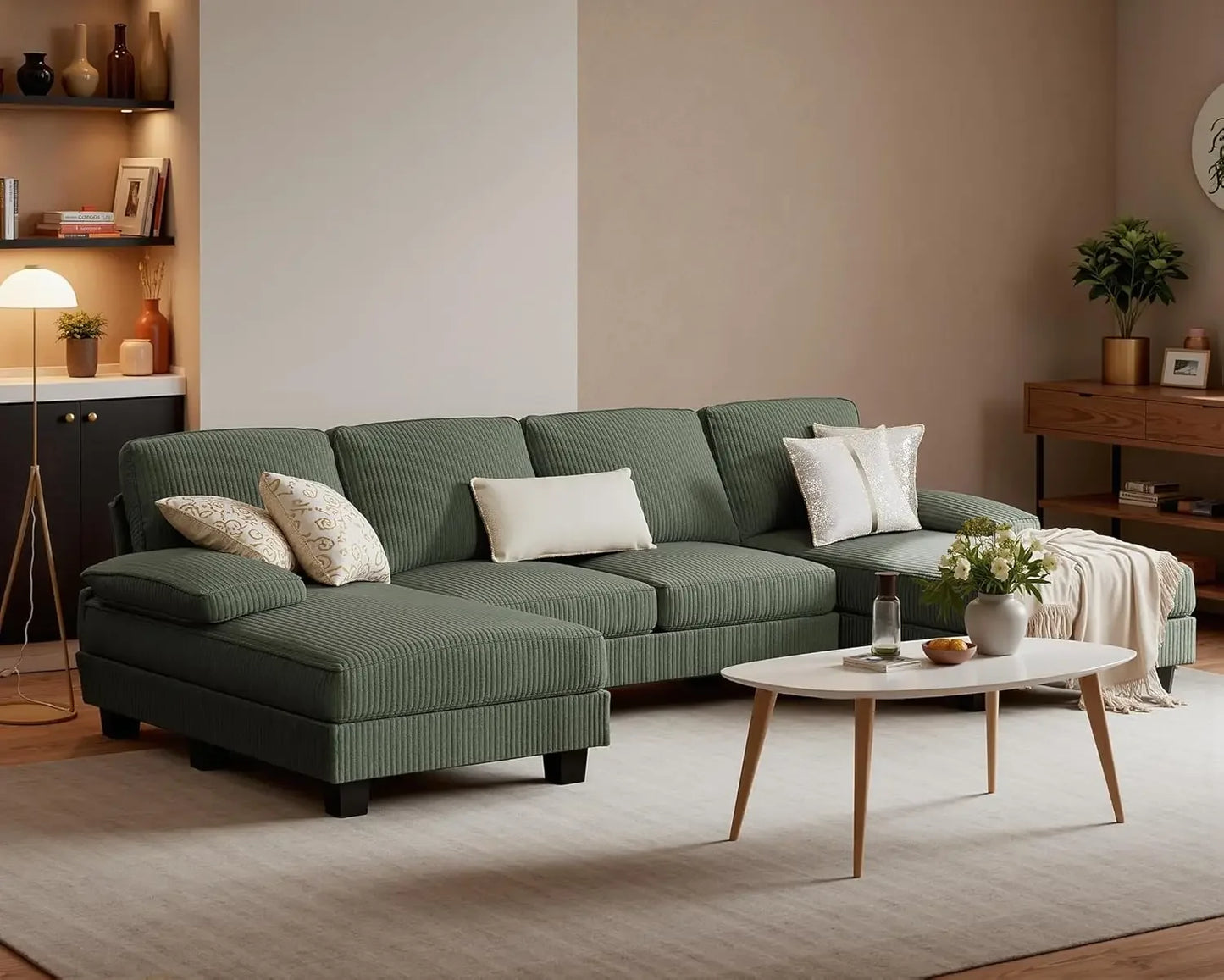 Convertible Sofa , 4 Seat Sofa Set for Living Room U-Shaped