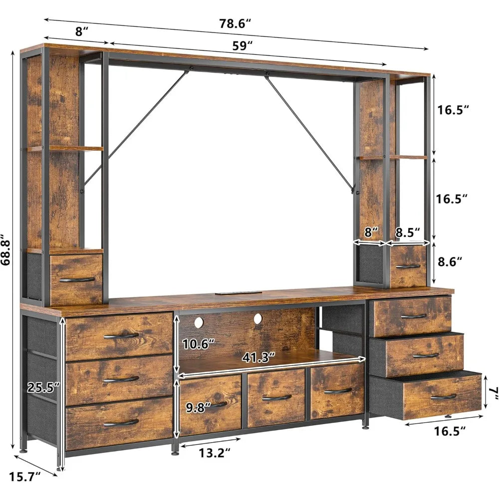 65" TV Stands Entertainment Center Wall Unit