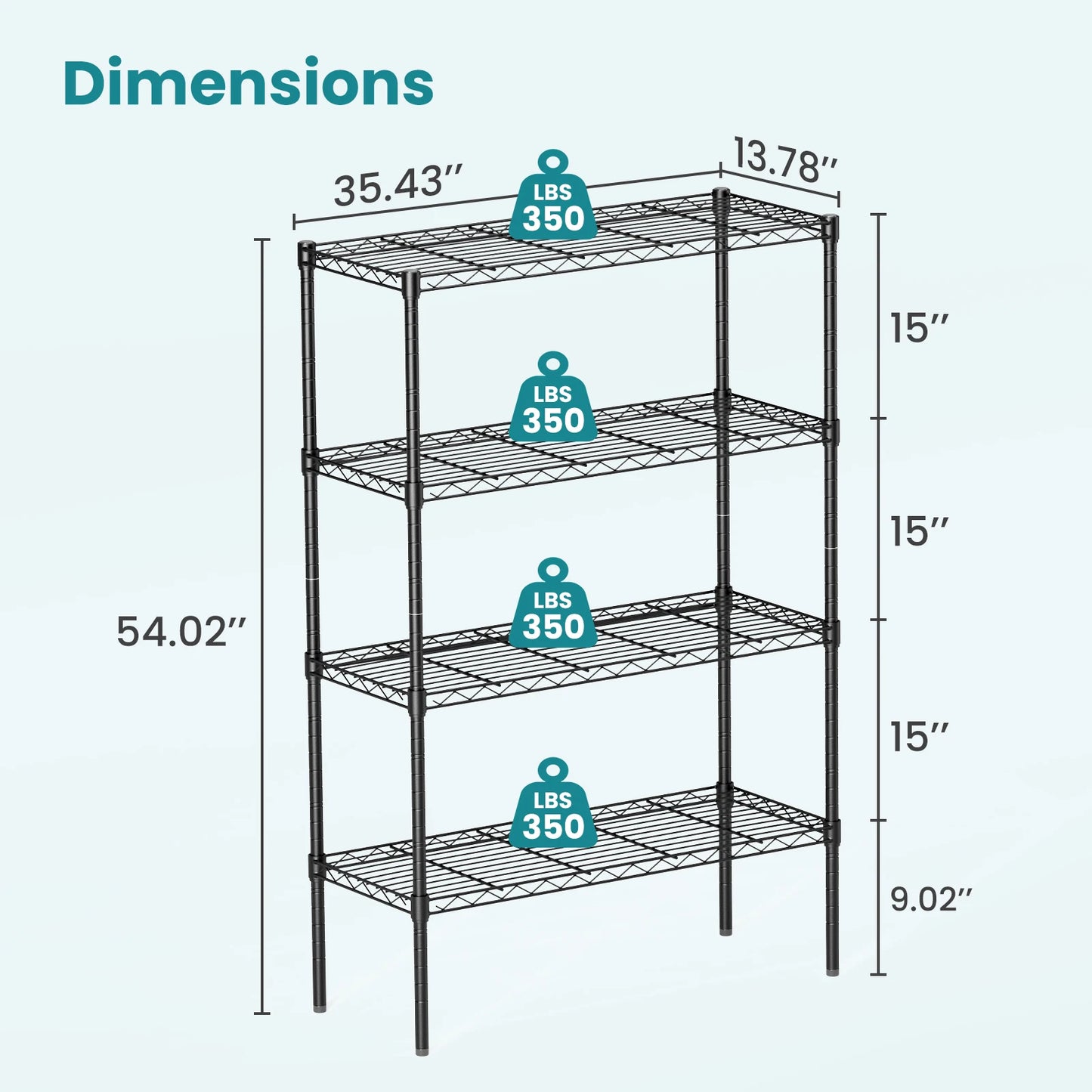 3-5 Tier Storage Bookshelf Adjustable Metal Wire Racks