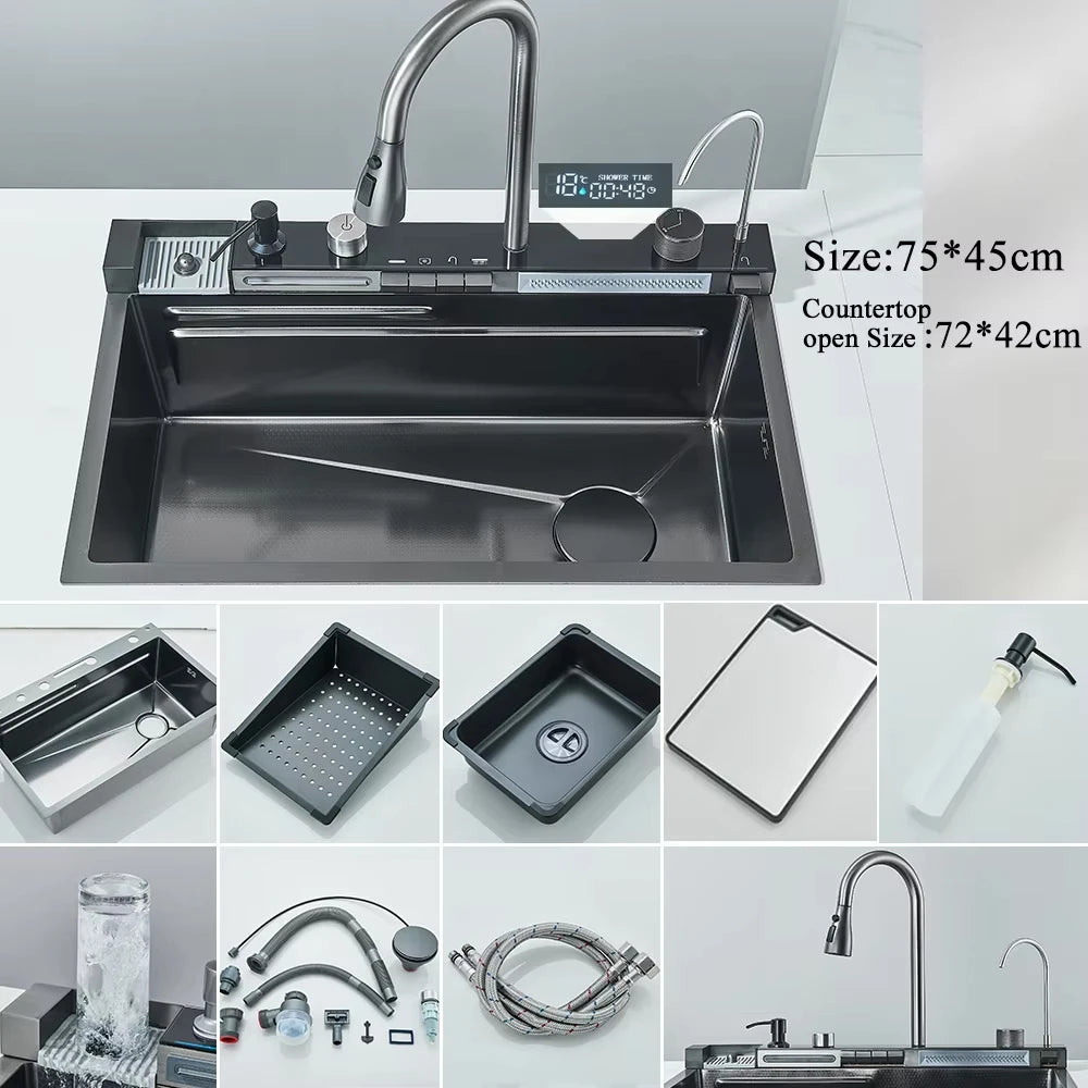 Large Single Slot Integrated Digital Display Faucet Set