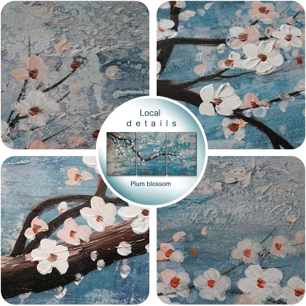 Large Framed Plum Blossom Tree Gallery Wrapped Decorative Art