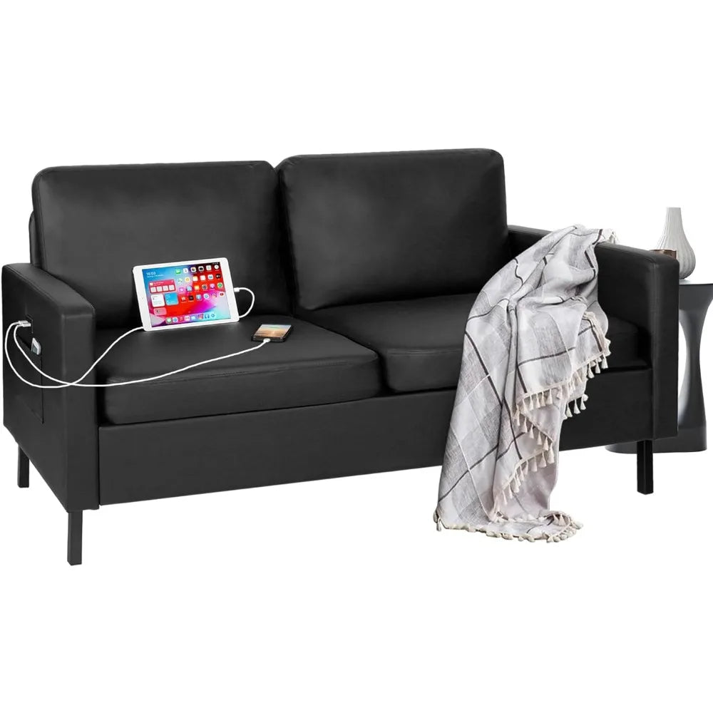 Fabric Loveseat Sofa with 2 USB