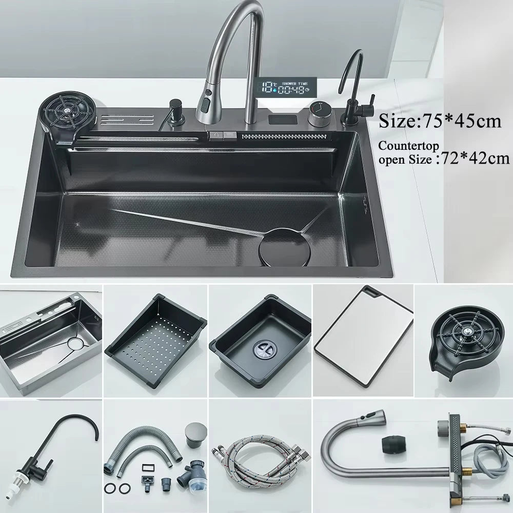 Large Single Slot Integrated Digital Display Faucet Set