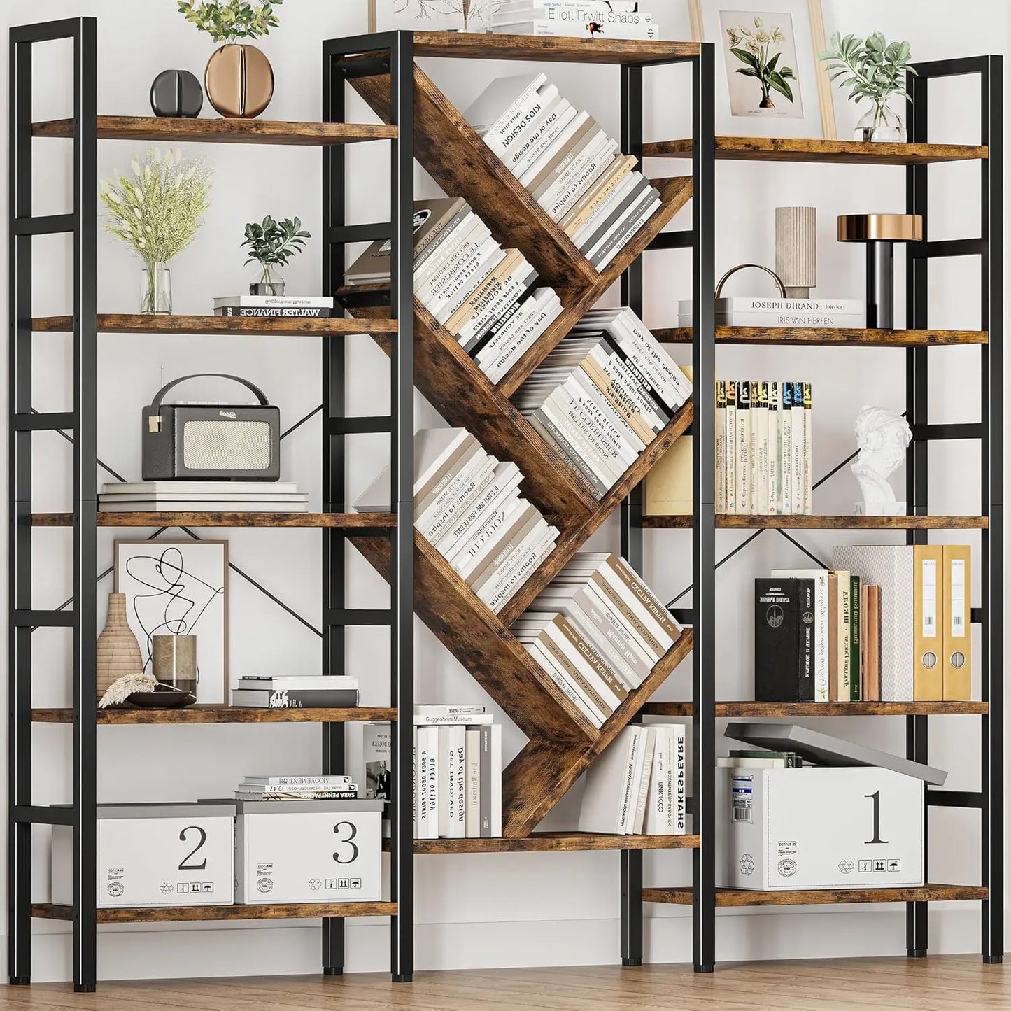 Tree Bookshelf Metal Frame Tall Bookshelf Furniture
