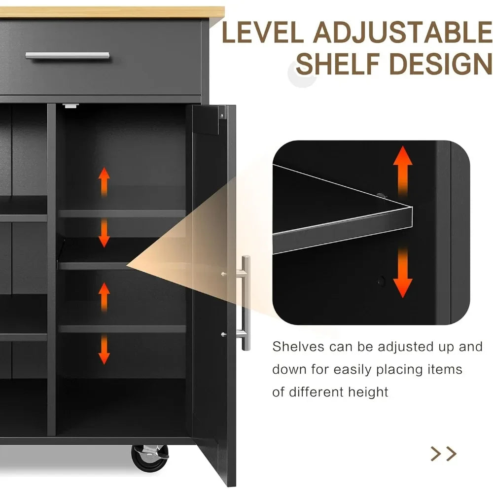 40" Kitchen Island on Wheels with Storage Cabinet