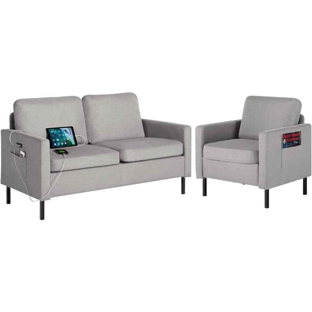 Fabric Loveseat Sofa with 2 USB
