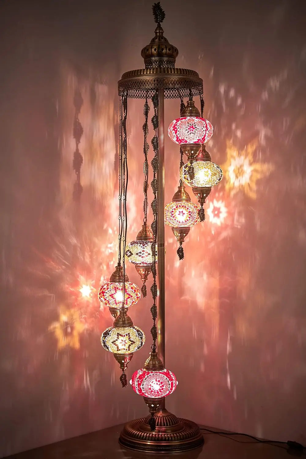 7 Big Globes Turkish Moroccan Tiffany Mosaic Floor Lamp