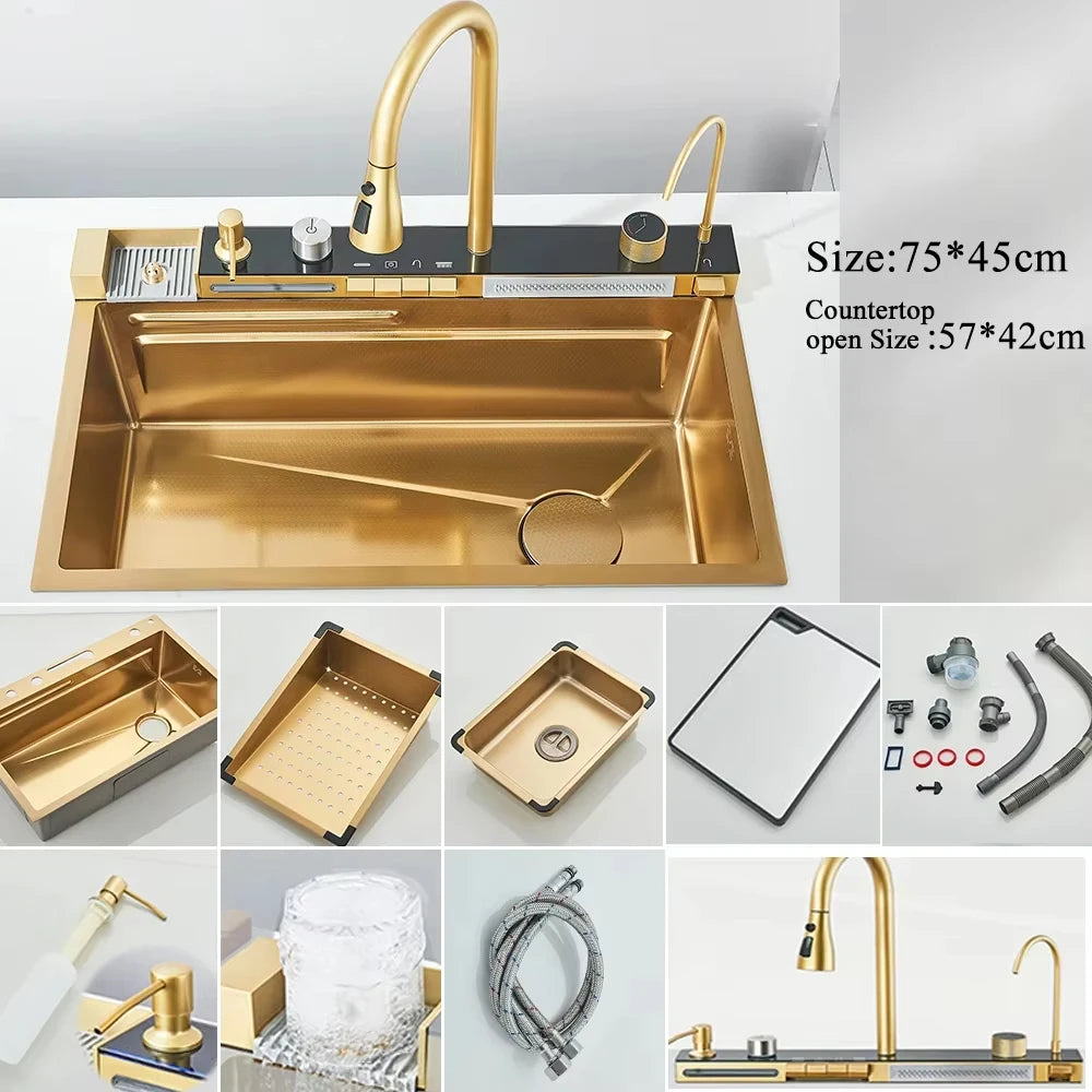 Large Single Slot Integrated Digital Display Faucet Set