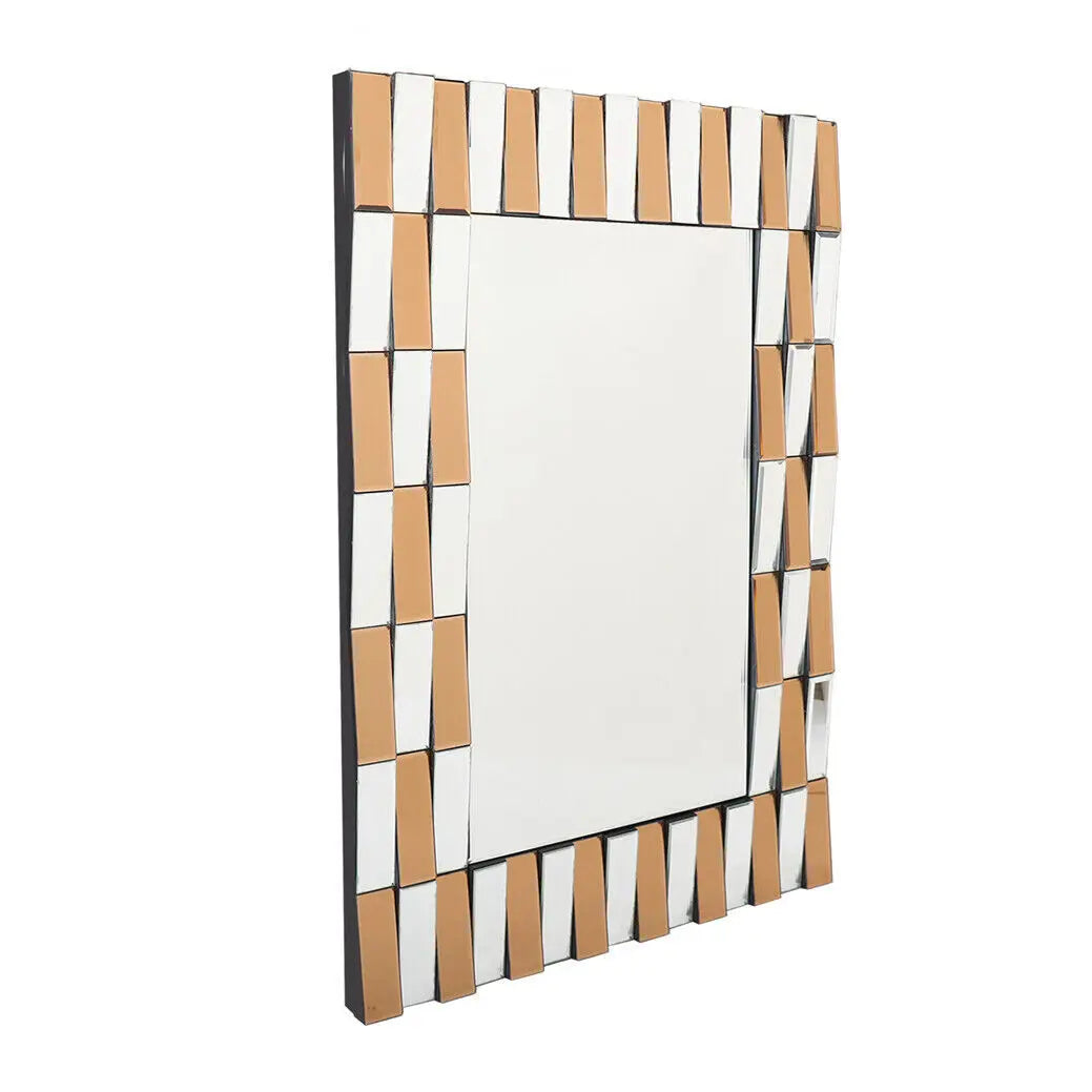 Horizontal/Vertical Hanging Sunburst Silver Tawny Beveled Glass for Home