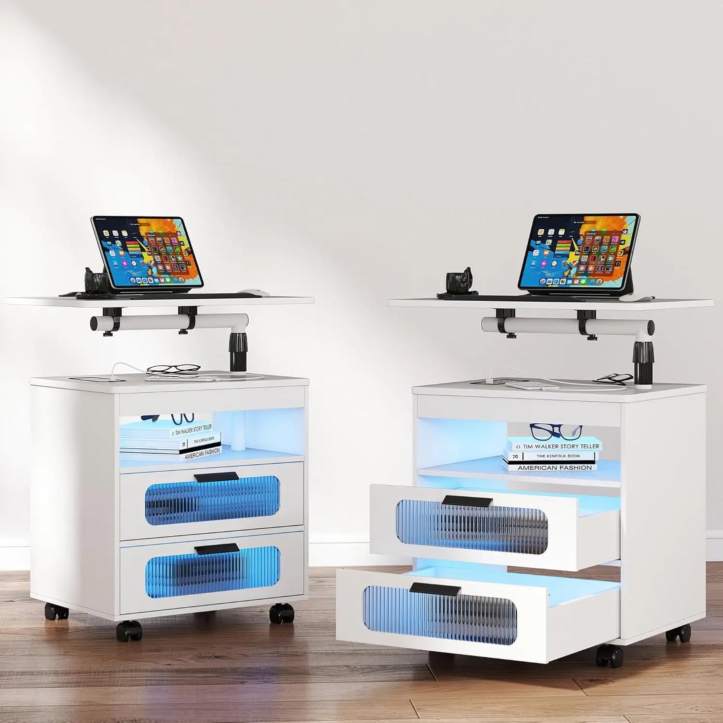 Bedroom Night Stand with Adjustable Rotary Study Table