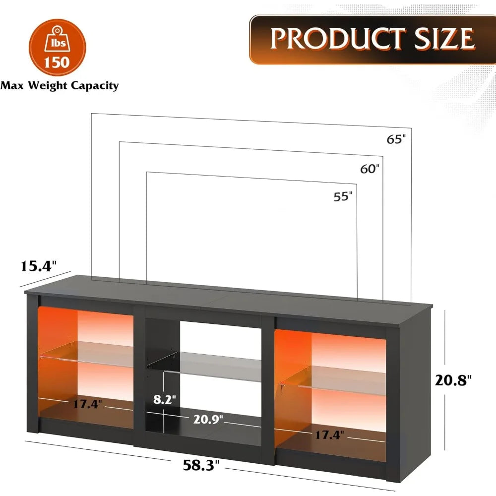 TV Stand for 65-Inch TV, 58-Inch Entertainment Center