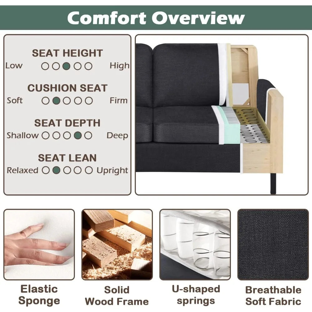 Fabric Loveseat Sofa with 2 USB
