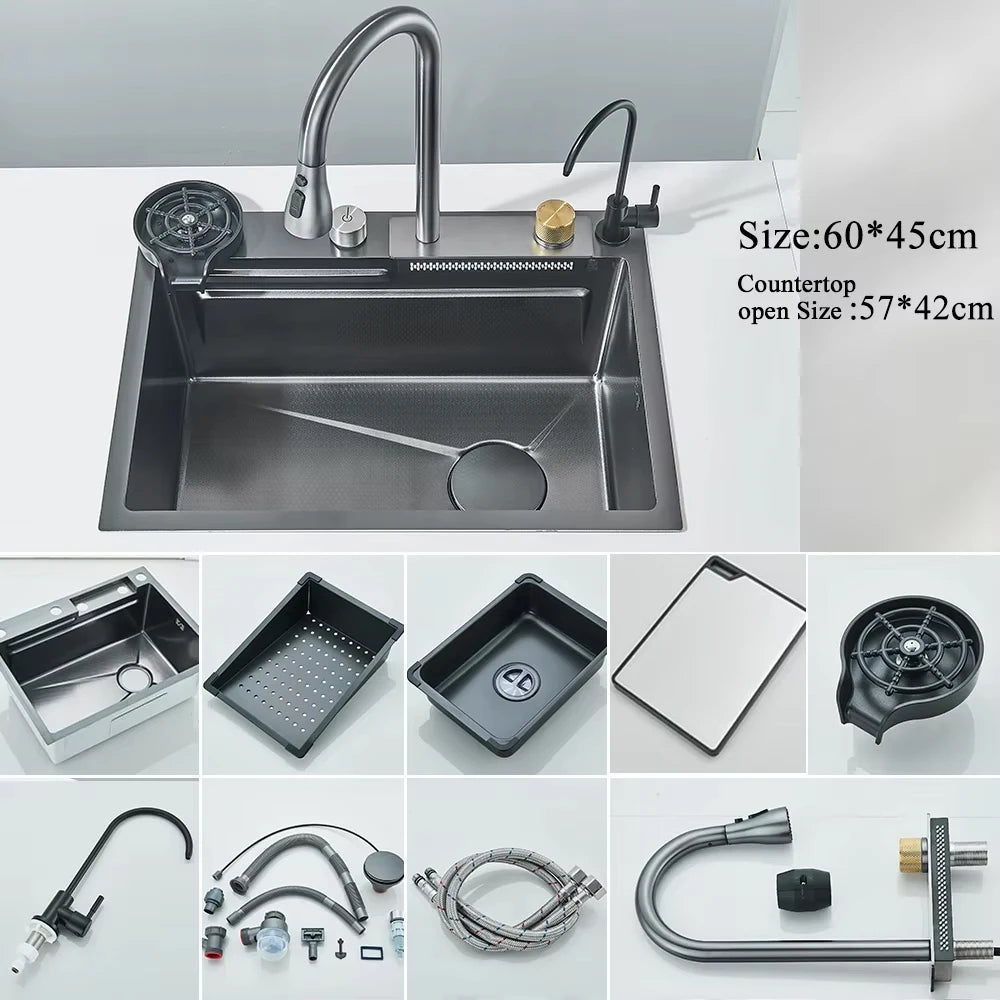 Large Single Slot Integrated Digital Display Faucet Set