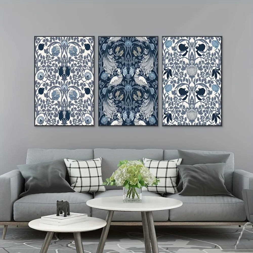 3pcs Large Black Float Framed Canvas Wall Art