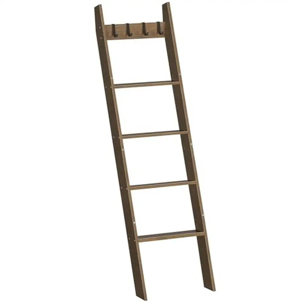 5-Tier Bamboo Blanket Ladder Decorative