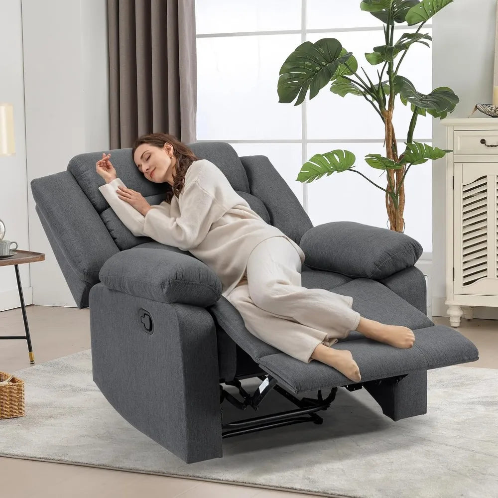 Gray Manual Reclining Chairs for Adults, Living Room Single