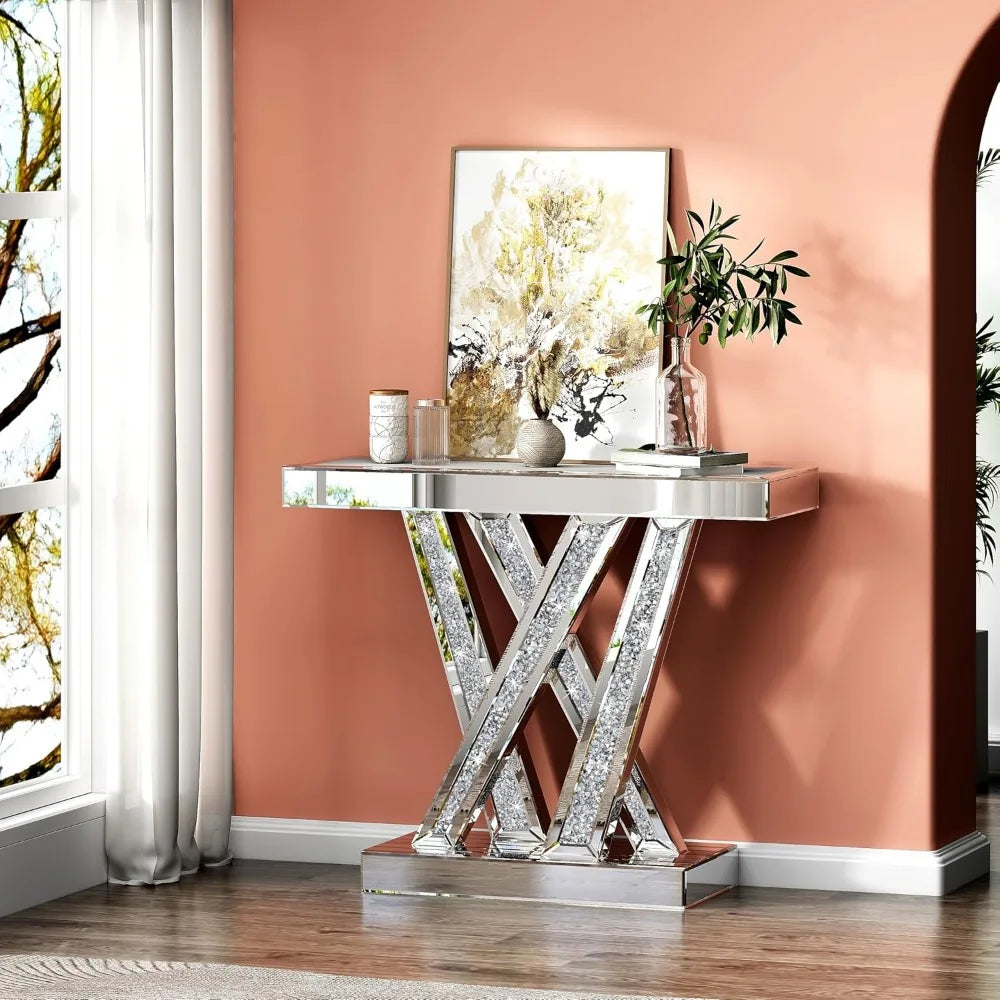 Modern Console Table Mirrored Finished