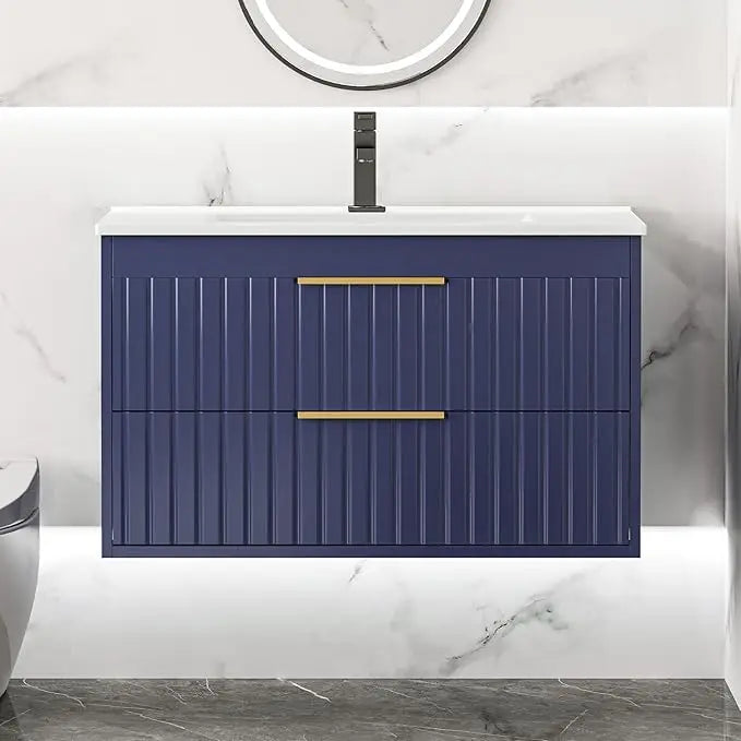 Wall Mounted Floating Bathroom Vanity with 2 Big Drawers