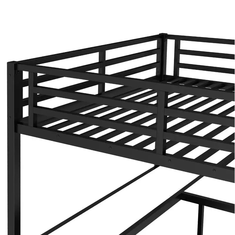 Queen Size Metal Loft Bed with Wardrobe