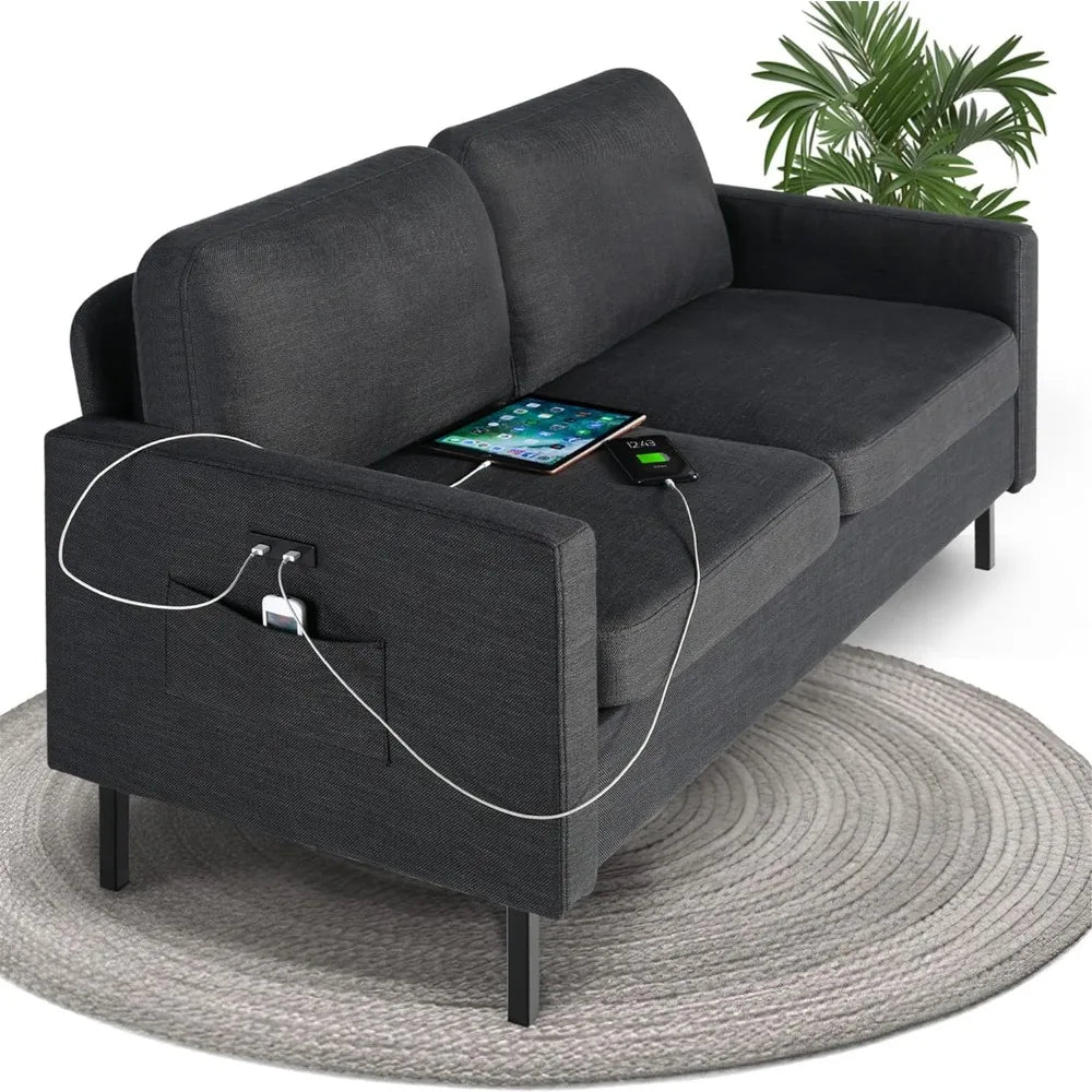 Fabric Loveseat Sofa with 2 USB
