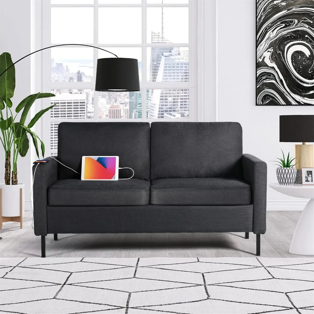 Fabric Loveseat Sofa with 2 USB