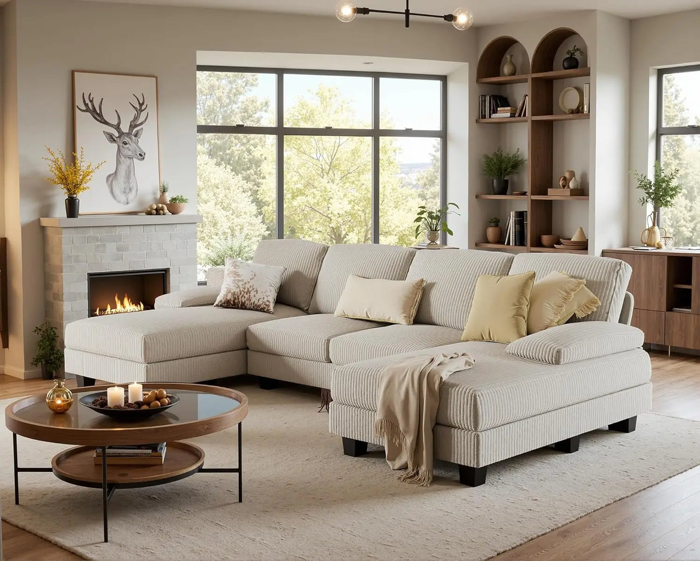Convertible Sofa , 4 Seat Sofa Set for Living Room U-Shaped