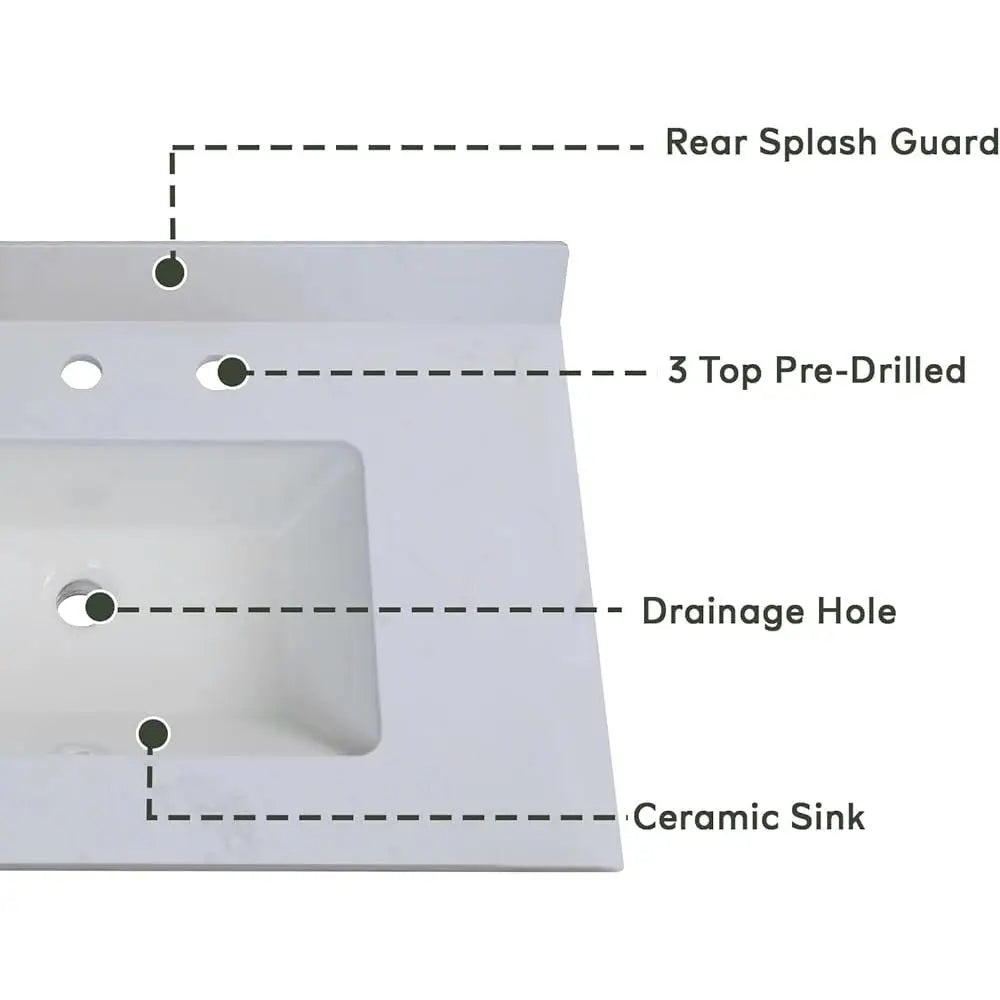 Sturdy 48 inch with White Engineered Marble Stone