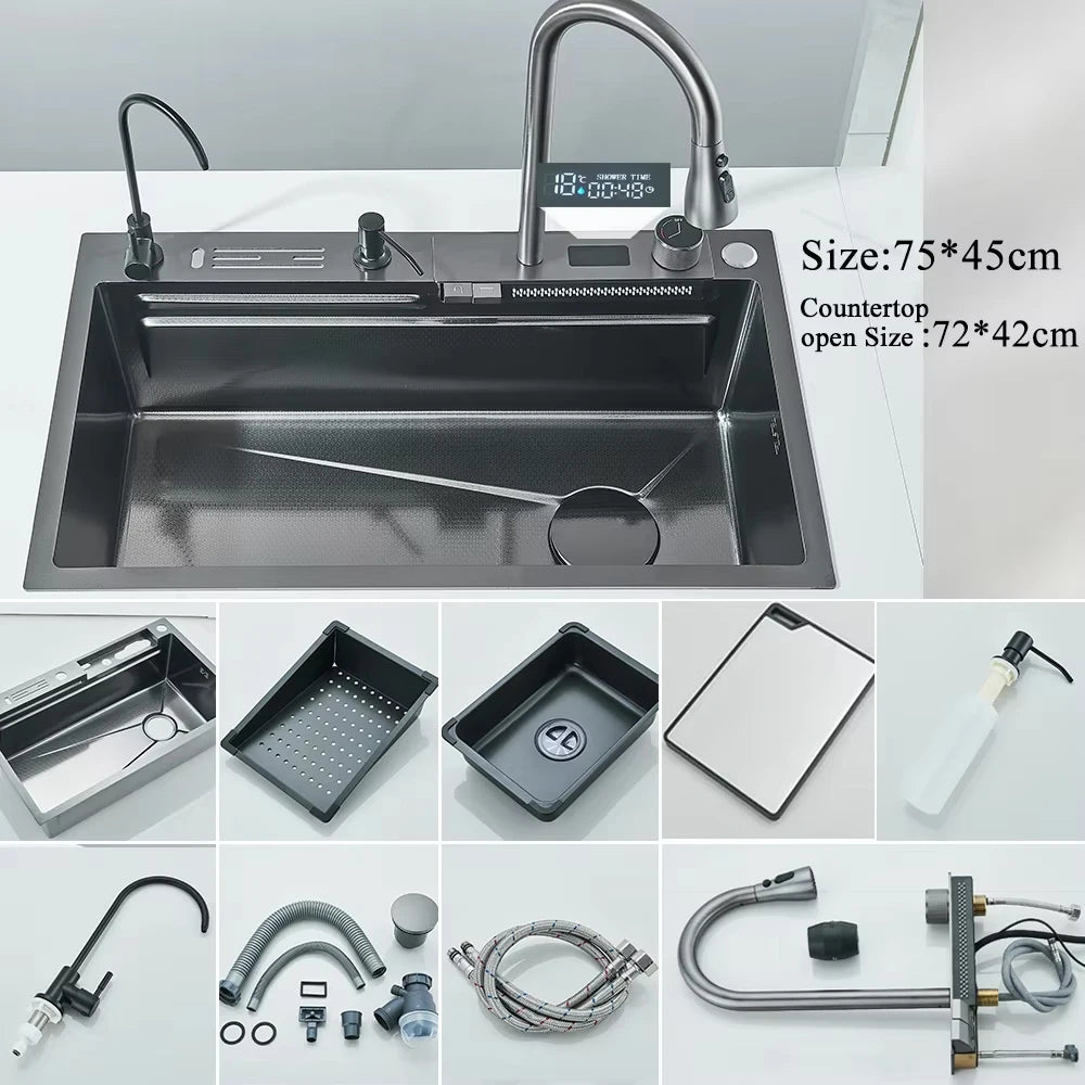 Large Single Slot Integrated Digital Display Faucet Set