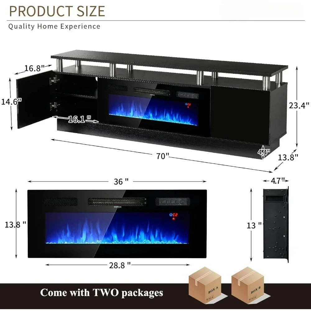 70" Fireplace TV Console Cabinet