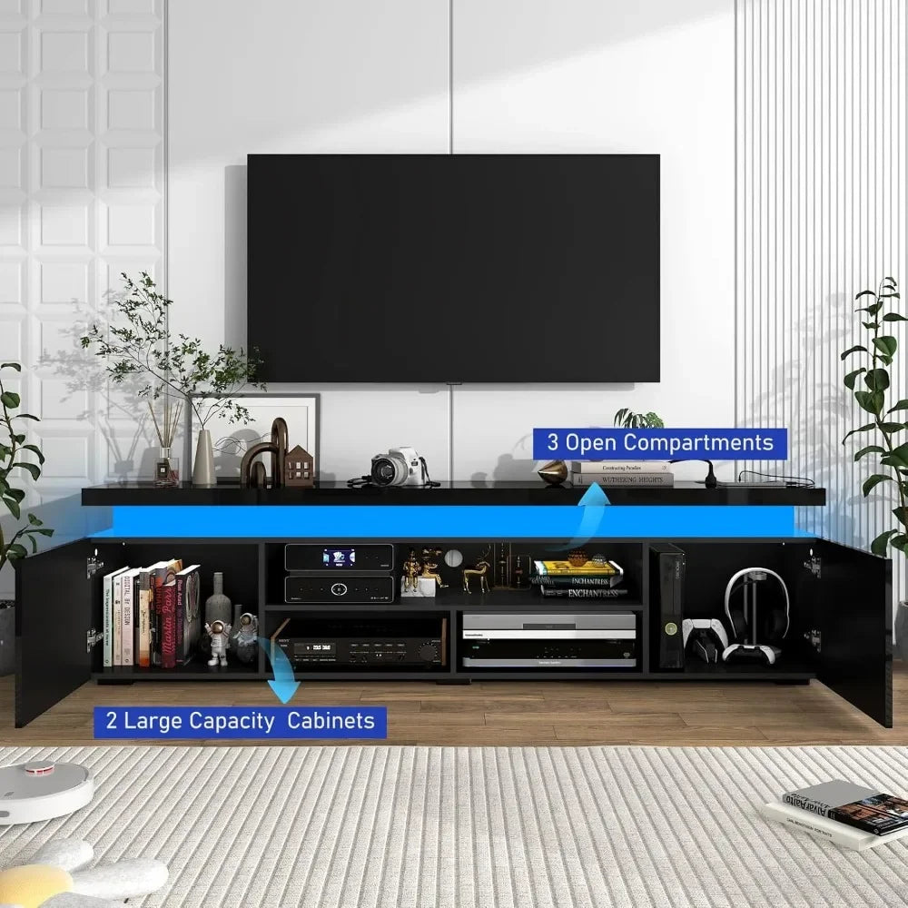 85 Inch TV, Modern Gaming TV Stand with Power Outlet,