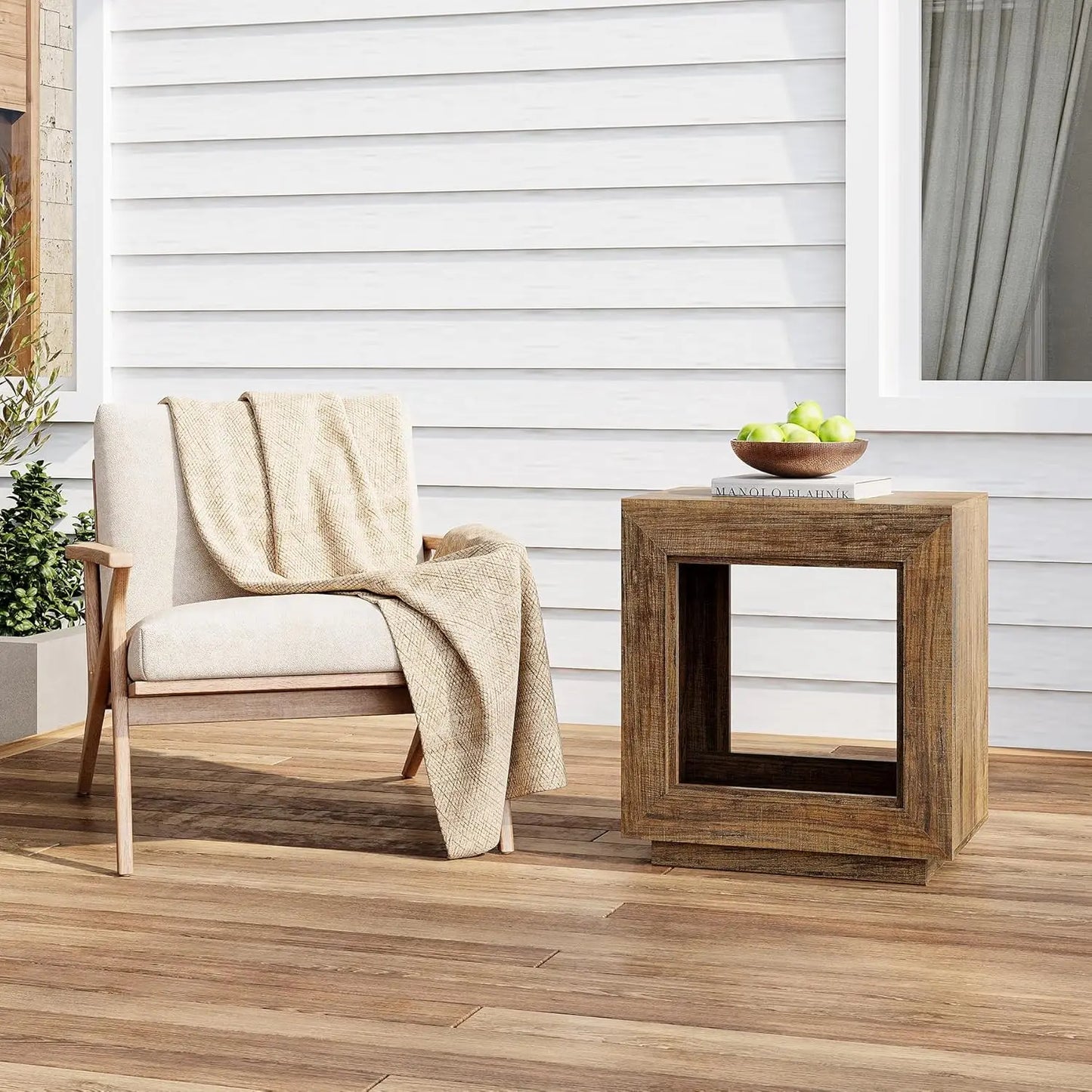 LITTLE TREE End Table, Wooden Square Side Table