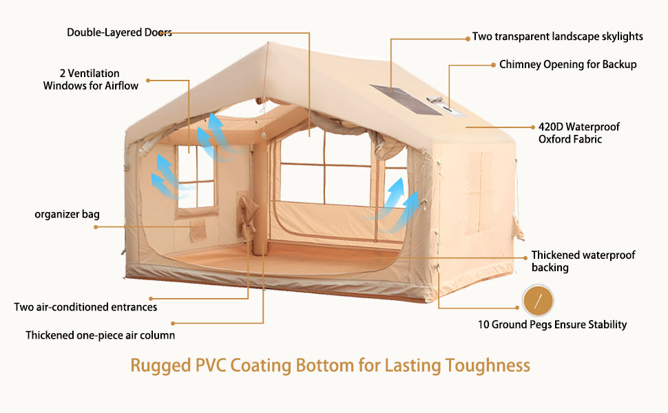 Inflatable Tent for Camping - 6-8 Person Ultra-Quick Setup