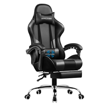 Gaming Chair with Footrest, Lumbar Support, Adjustable Height