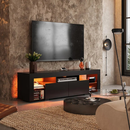Entertainment Center with LED Lights TV Stand for 60 to 70 Inch.