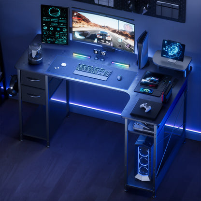 Carbon Fiber Computer Desk with Monitor Arm, Gaming Desk