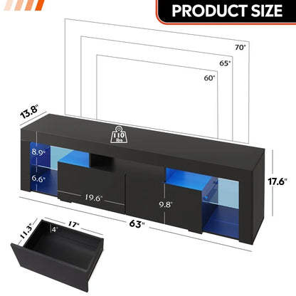 Entertainment Center with LED Lights TV Stand for 60 to 70 Inch.