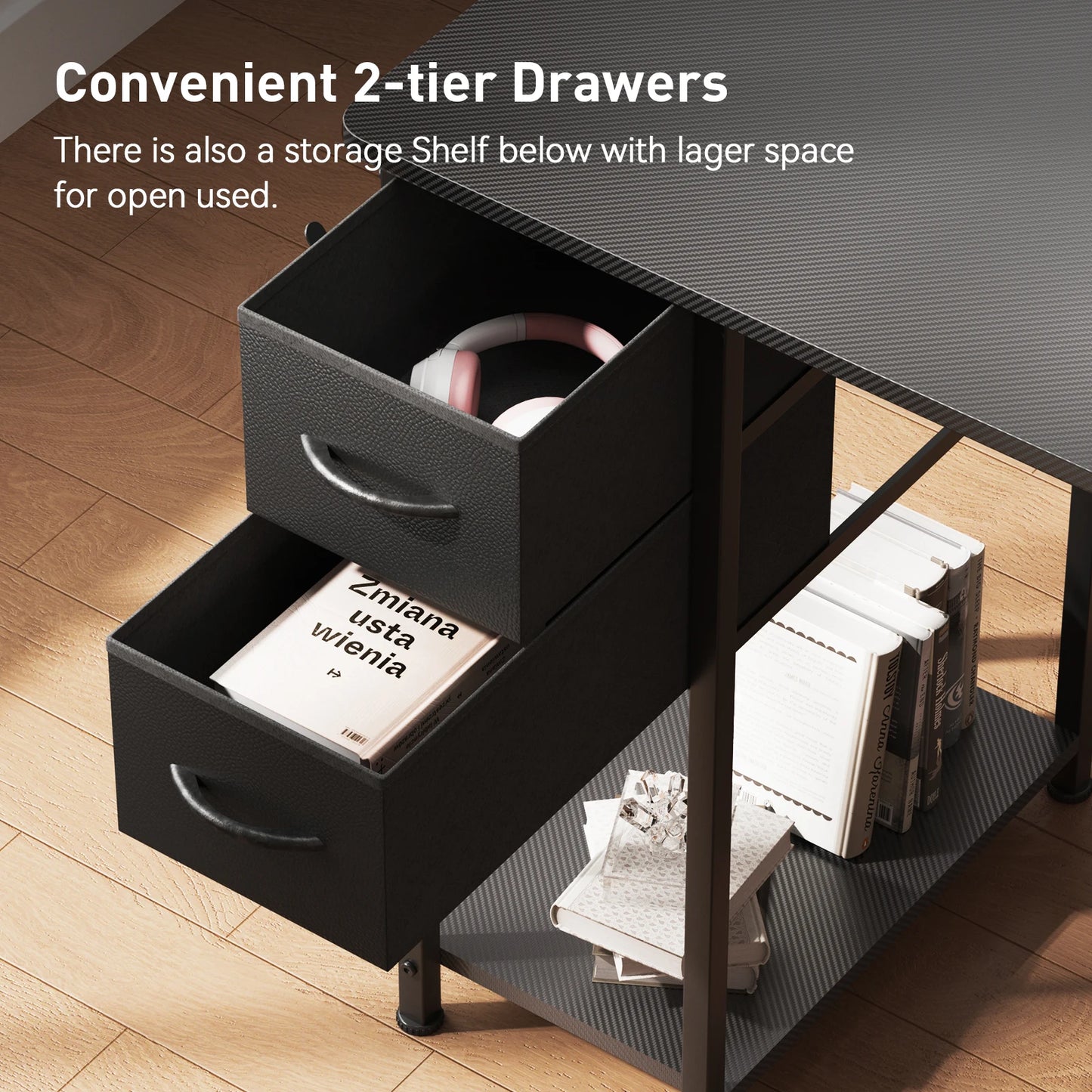 Carbon Fiber Computer Desk with Monitor Arm, Gaming Desk