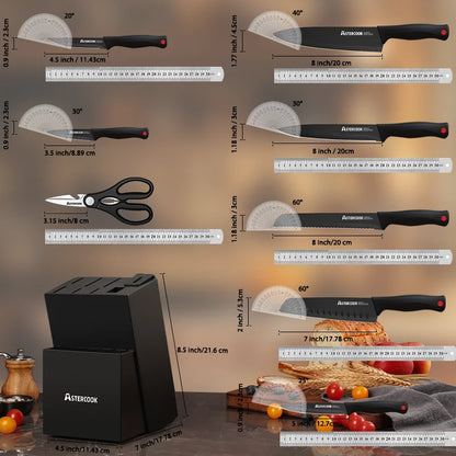 15PCS/ Aster-cook Knife Set with Sharpener Block
