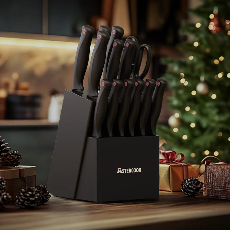 15PCS/ Aster-cook Knife Set with Sharpener Block