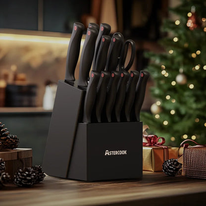 15PCS/ Aster-cook Knife Set with Sharpener Block