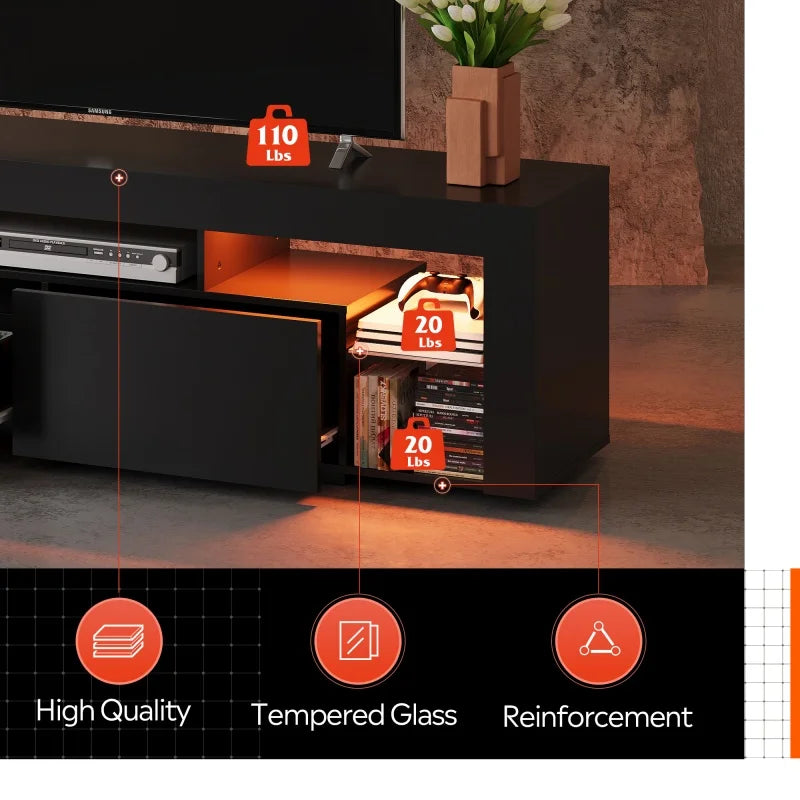 Entertainment Center with LED Lights TV Stand for 60 to 70 Inch.
