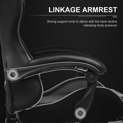 Gaming Chair with Footrest, Lumbar Support, Adjustable Height
