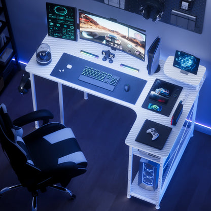 Carbon Fiber Computer Desk with Monitor Arm, Gaming Desk