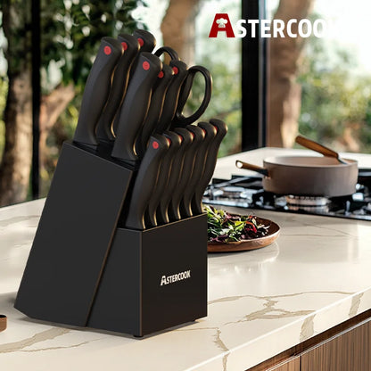 15PCS/ Aster-cook Knife Set with Sharpener Block