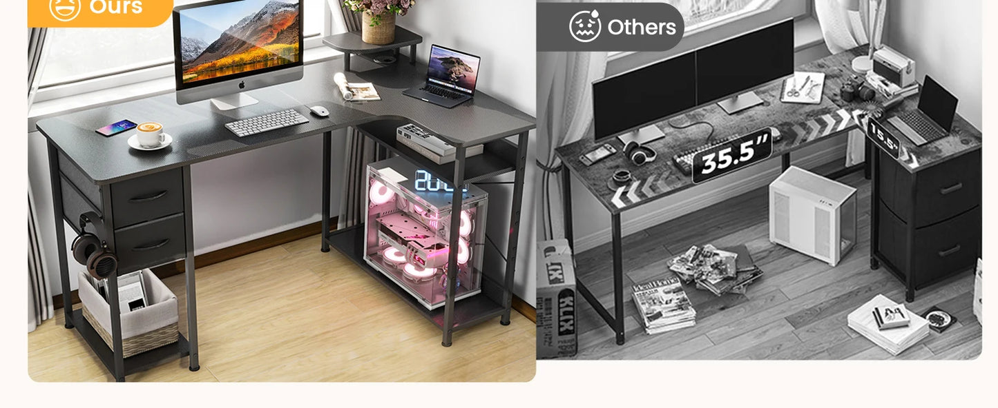 Carbon Fiber Computer Desk with Monitor Arm, Gaming Desk